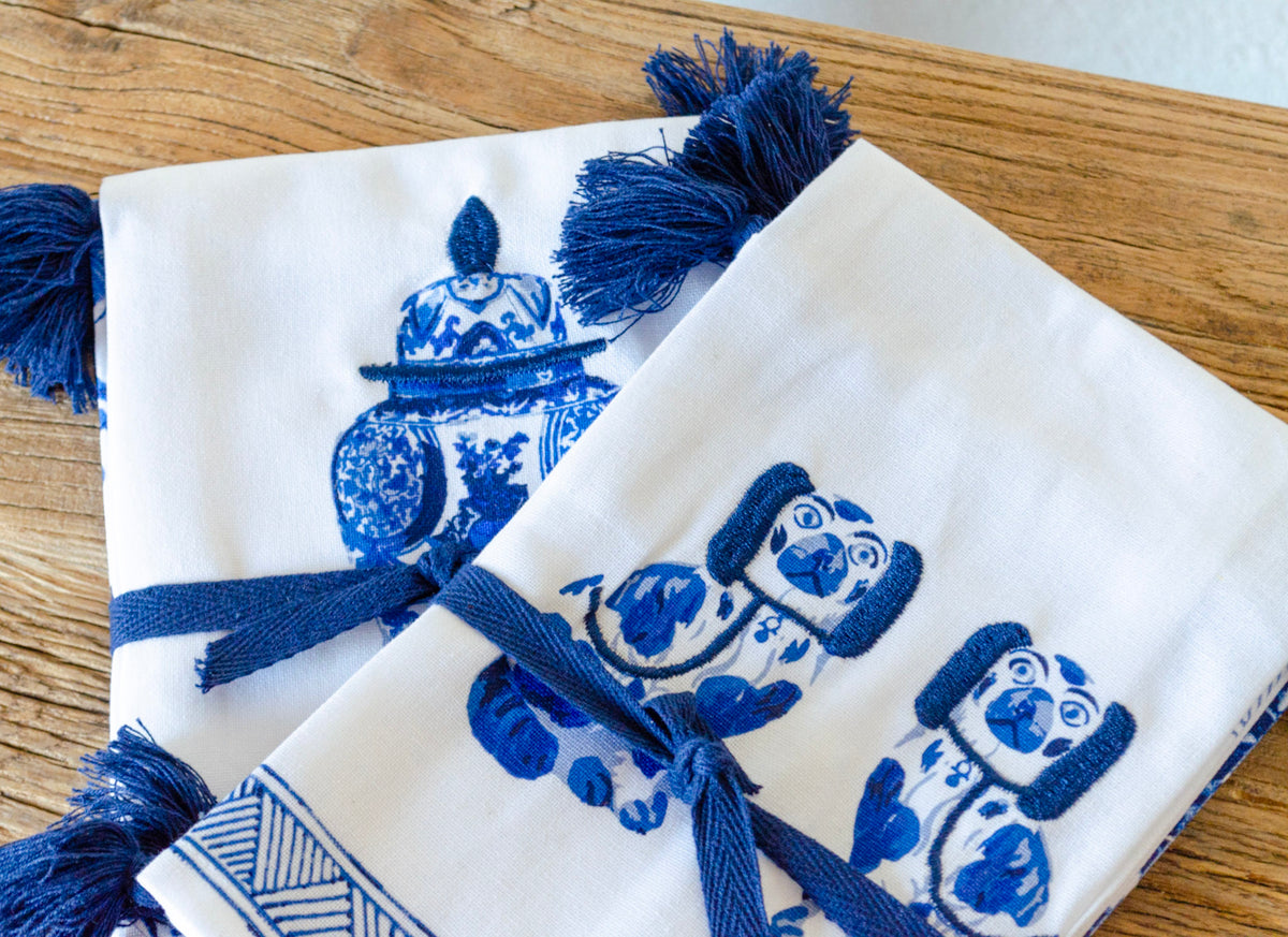 Set of 2 Chinoiserie Dish Towels