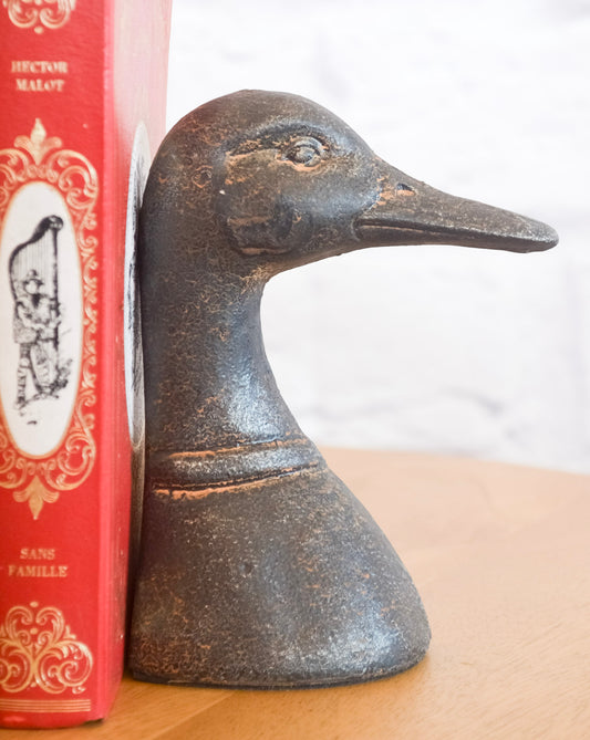 Distressed Cast Iron Duck Head Bookends