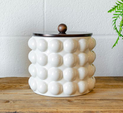 Lidded Stoneware Hobnail Canister