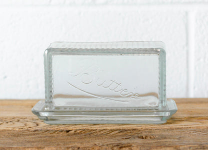 Vintage Inspired Pressed Glass Butter Dish