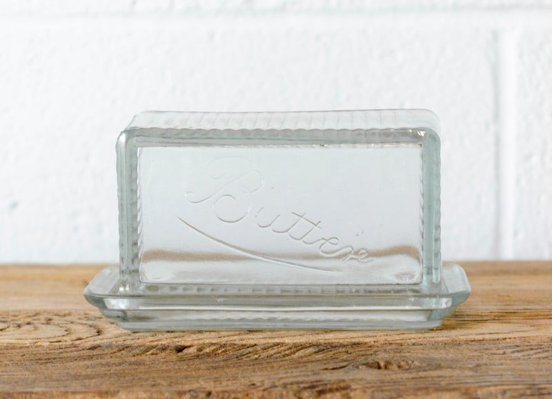 Vintage Inspired Pressed Glass Butter Dish