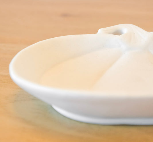 White Stoneware Pumpkin Dish