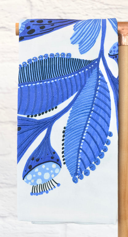 Blue Floral Embroidered Dish Towel Set