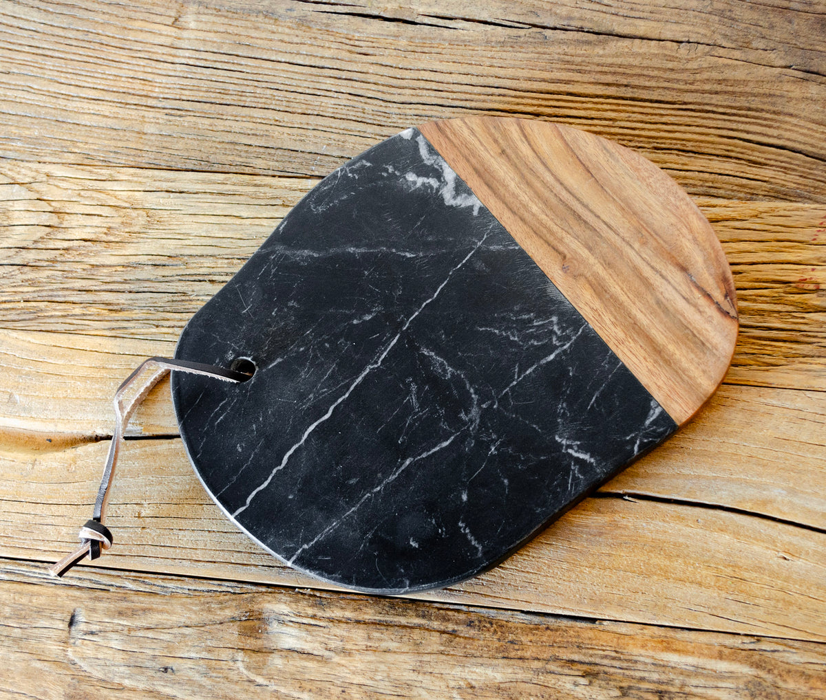 Acacia Wood & Black Marble Cheese Board