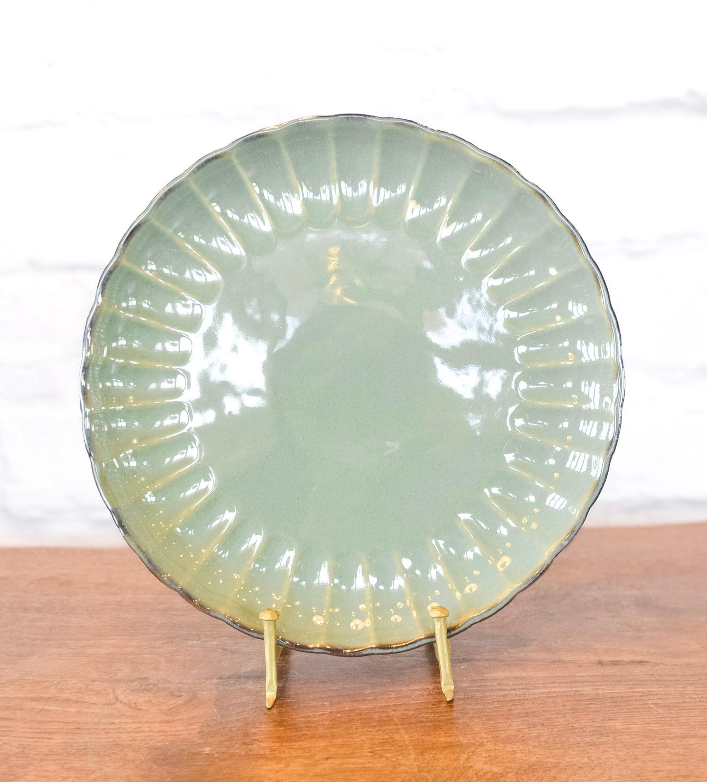 Green Ribbed Stoneware Dinnerware Collection