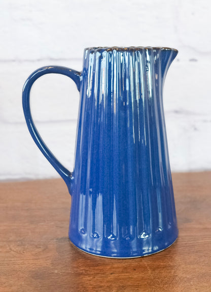 Dark Blue Ribbed Stoneware Dinnerware Collection