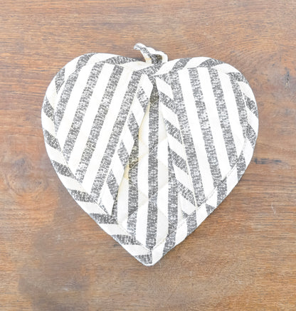 Quilted Cotton Heart Pot Holder