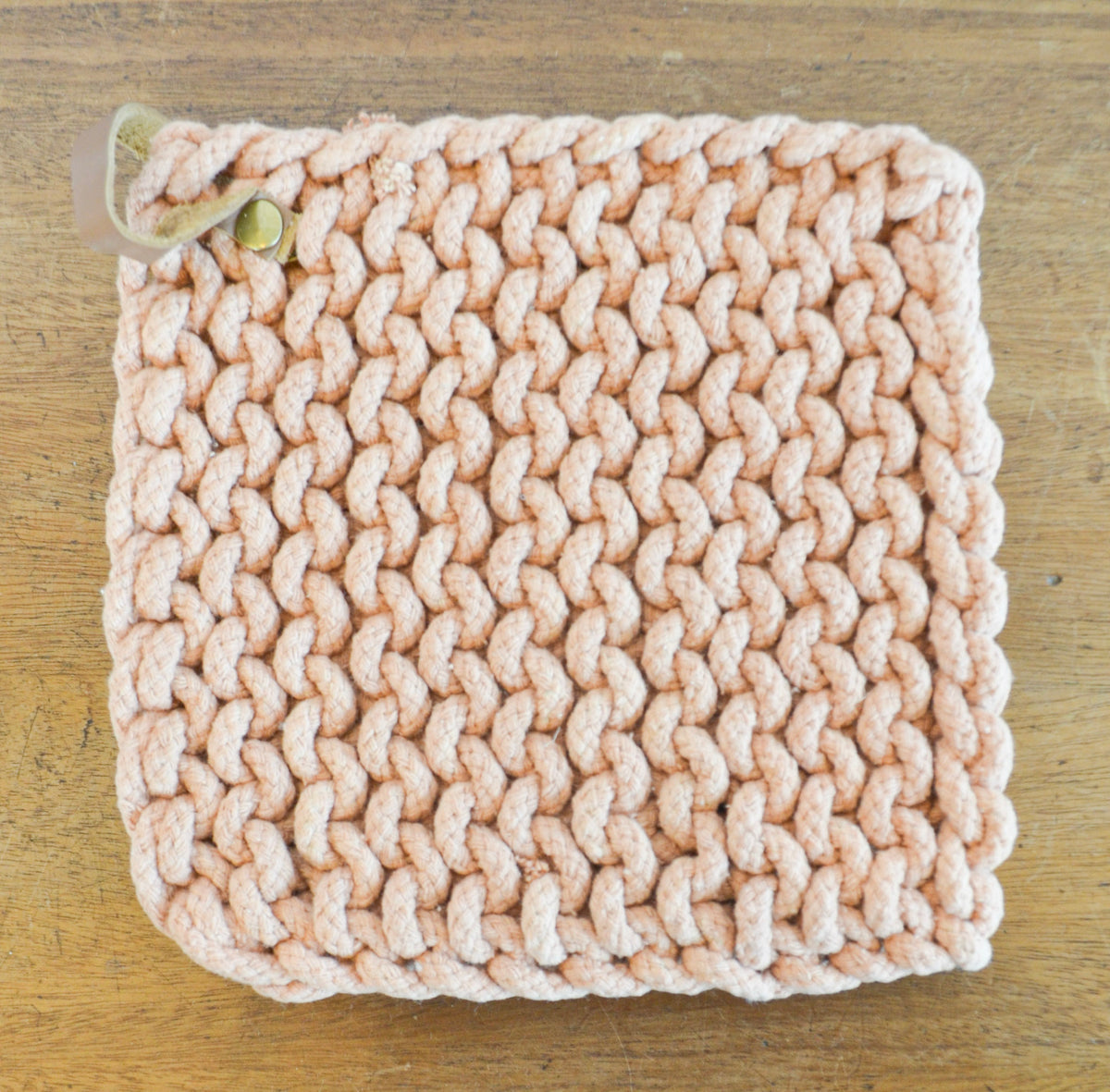 Rosewood Crochet Pot Holders w/ Leather Tie