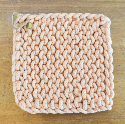 Rosewood Crochet Pot Holders w/ Leather Tie