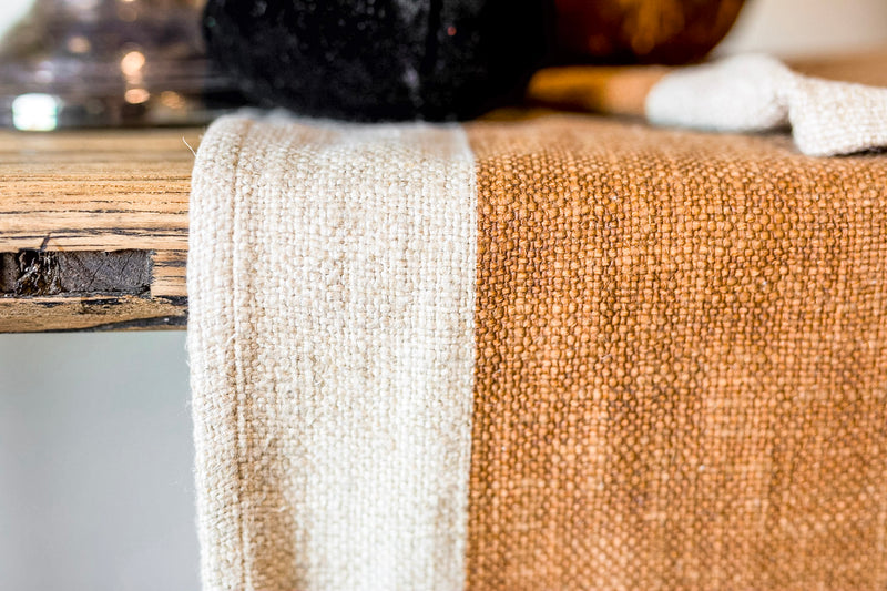 Natural Cotton & Linen Fringed Table Runner