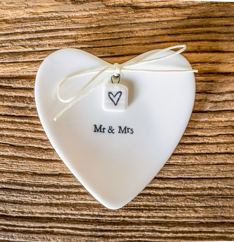 Mr. & Mrs. Heart-Shaped Ring Tray