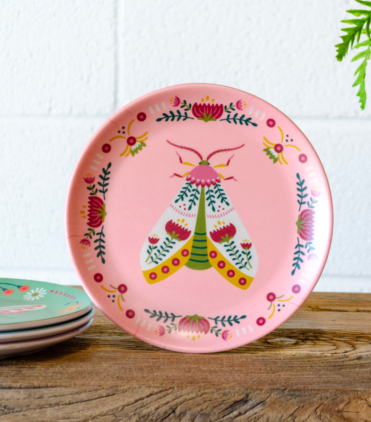 Set of 4 Bug Pattern Melamine Salad Plates