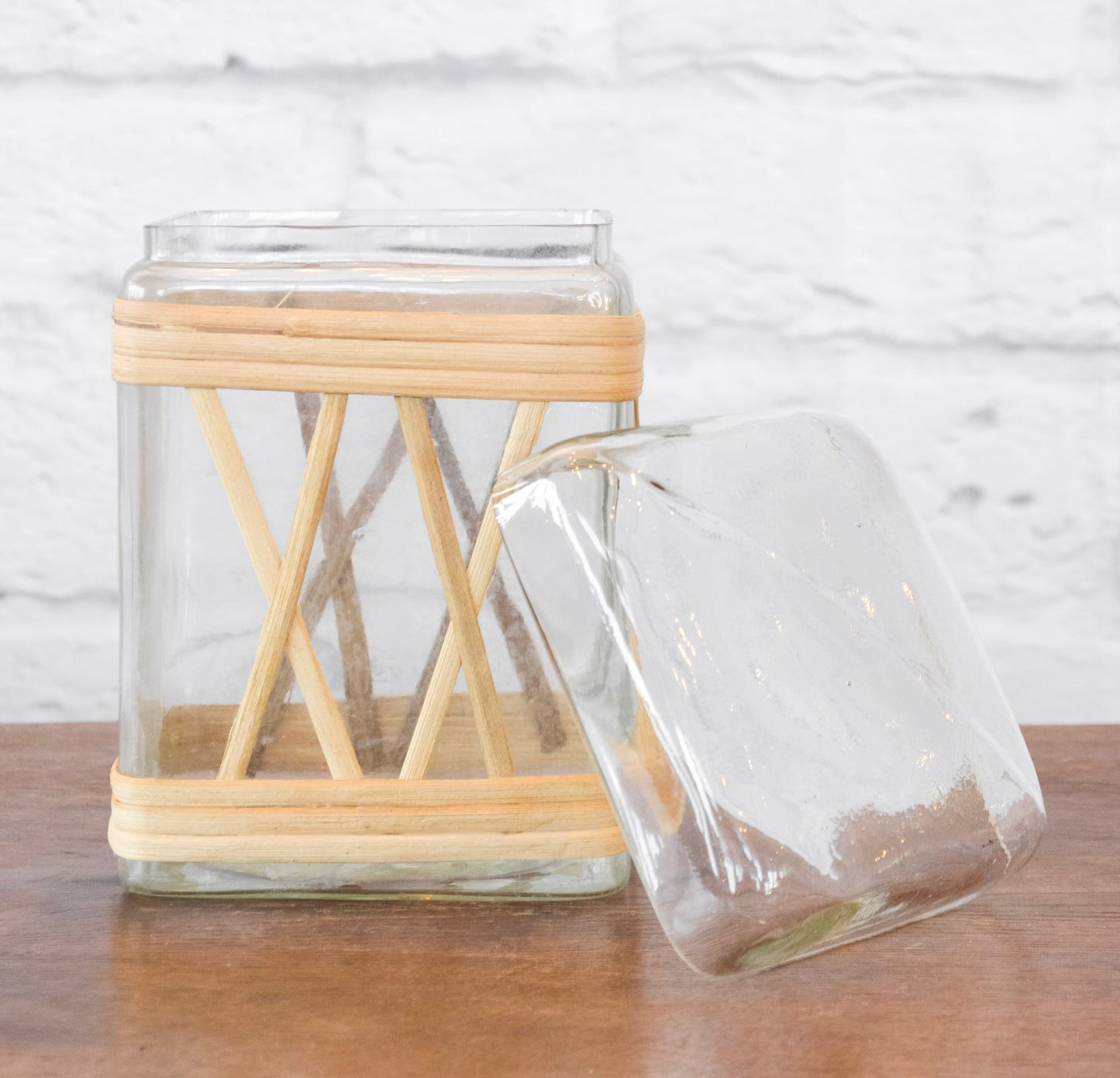Riviera Glass Rattan Wrapped Jar