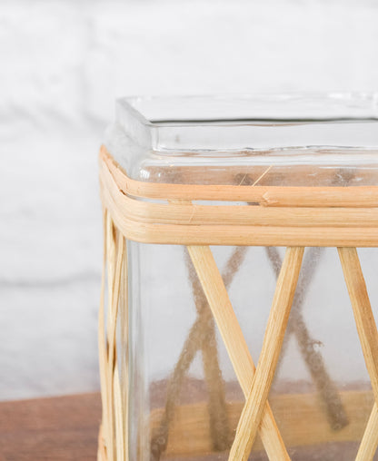 Riviera Glass Rattan Wrapped Jar