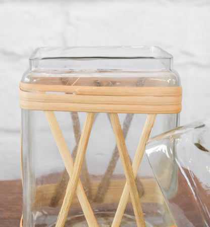 Riviera Glass Rattan Wrapped Jar