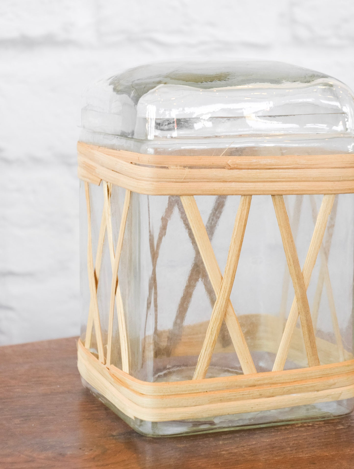 Riviera Glass Rattan Wrapped Jar