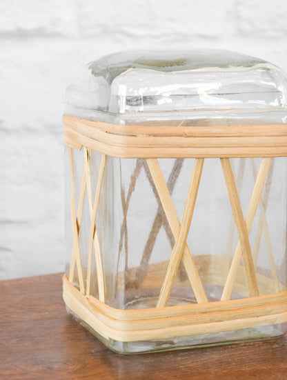 Riviera Glass Rattan Wrapped Jar