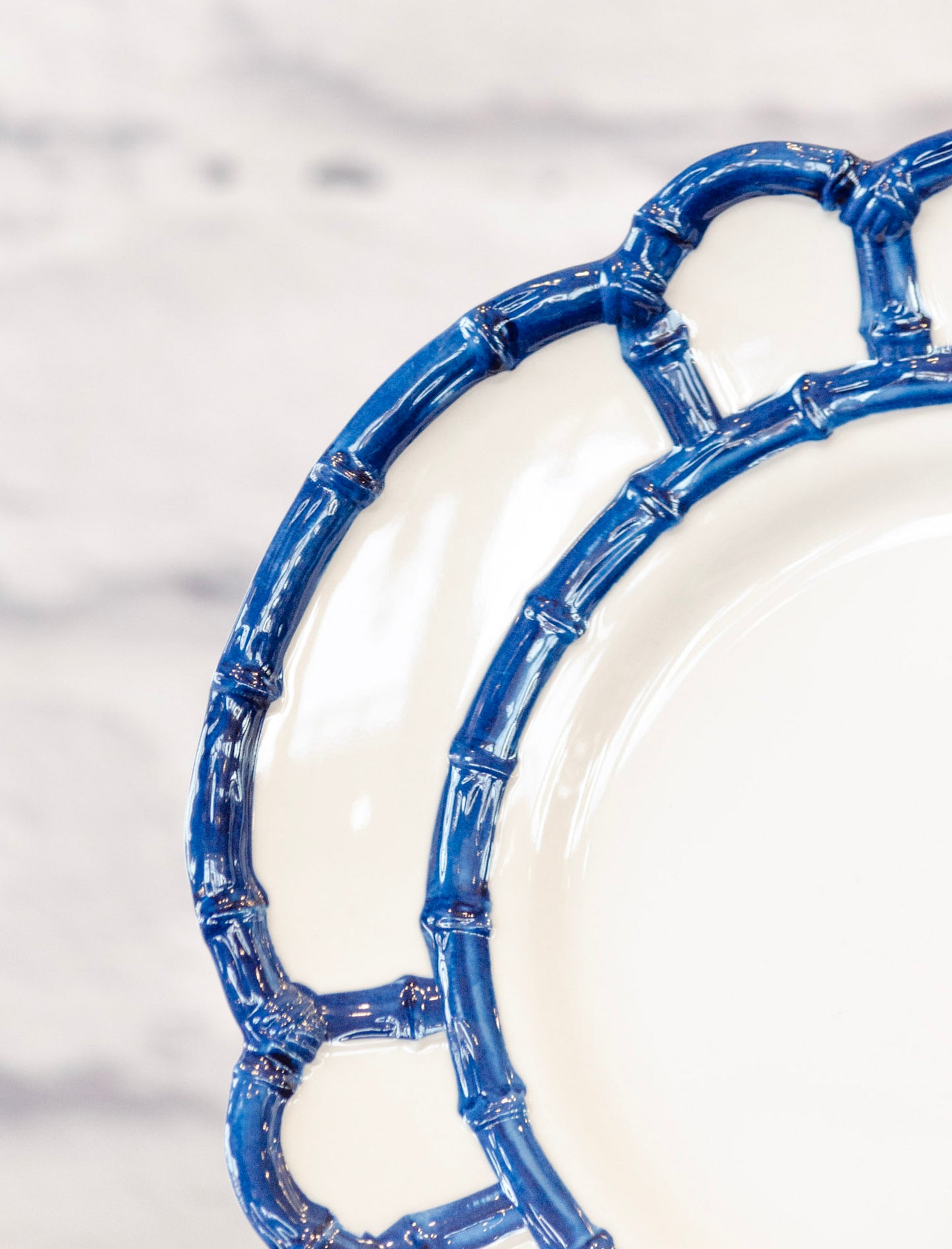 Blue Bamboo Accented Plate Set