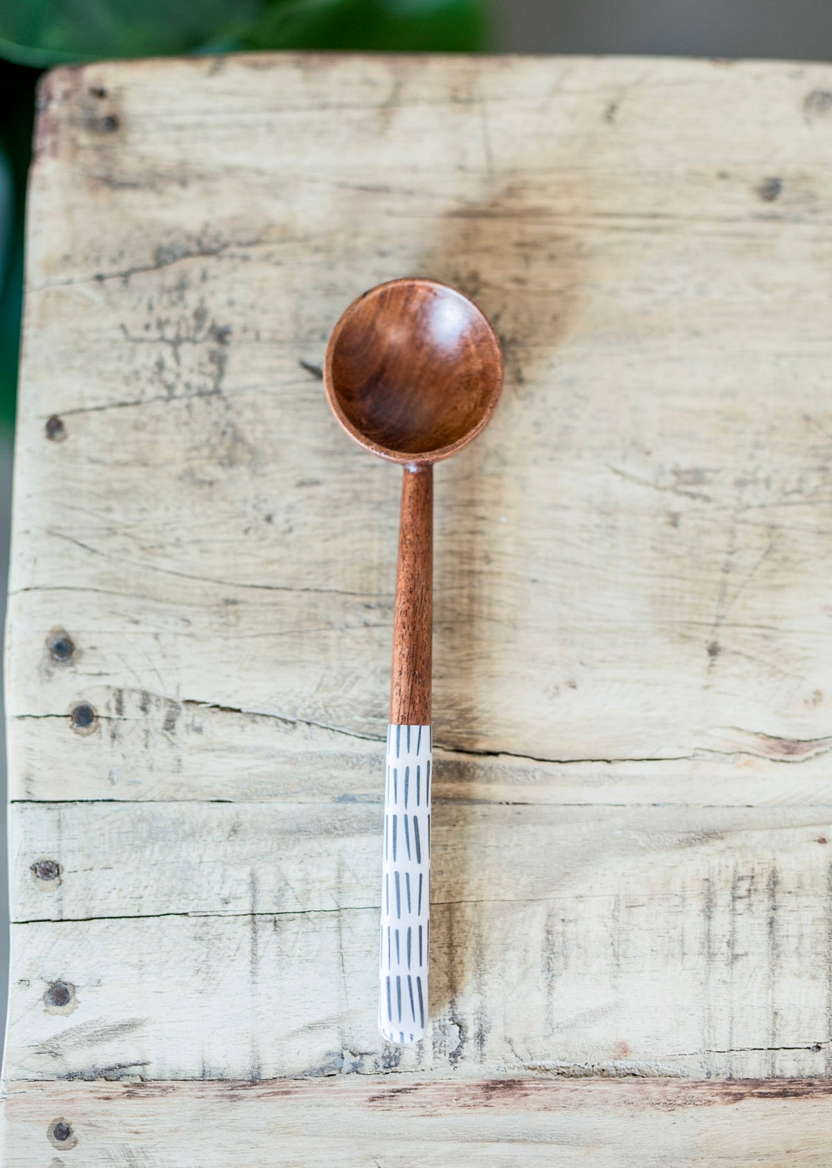 Enamel & Wood Serving Spoon