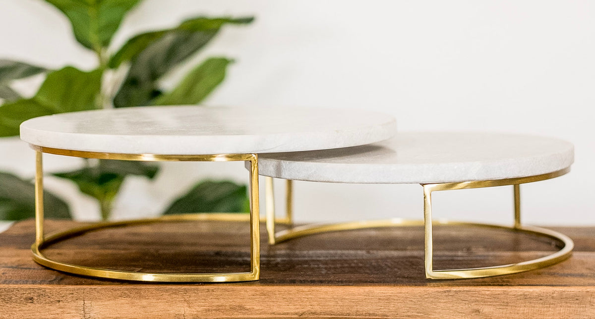 Dame Marble Serving Stand