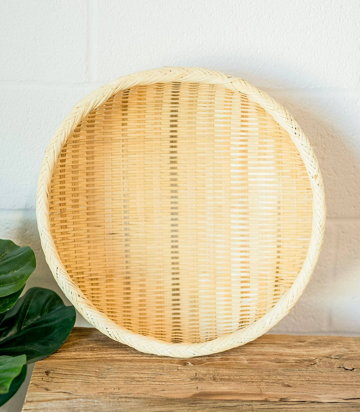 Handwoven Shallow Bamboo Wall Basket