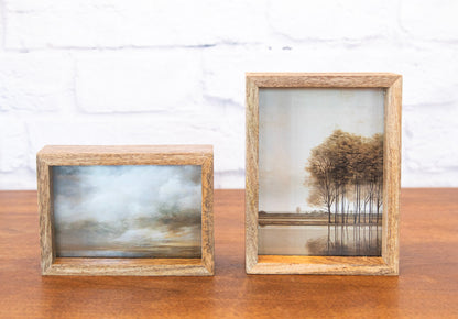 Natural Wood & Glass Floating Frame