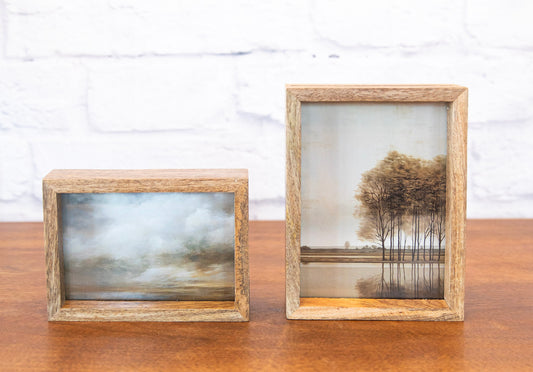 Natural Wood & Glass Floating Frame