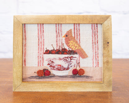 Cotton Embroidered Bird Print