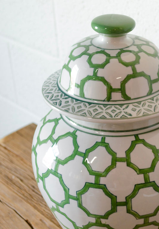 BB Imperial Green Chinoiserie Lidded Ginger Jar