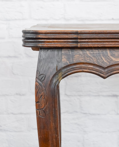 Louis XV Style Oak Parquet Top Draw Leaf Table
