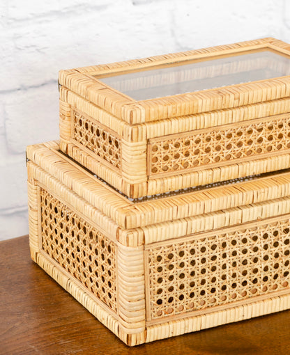 Rattan & Glass Display Box