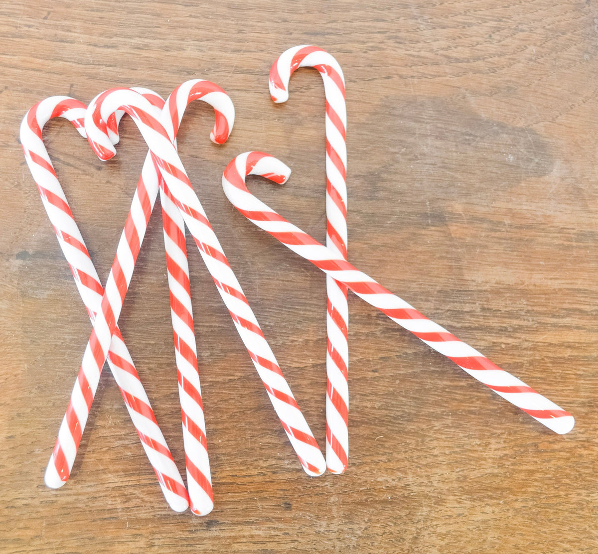 Set of 6 Glass Candy Cane Stir Sticks