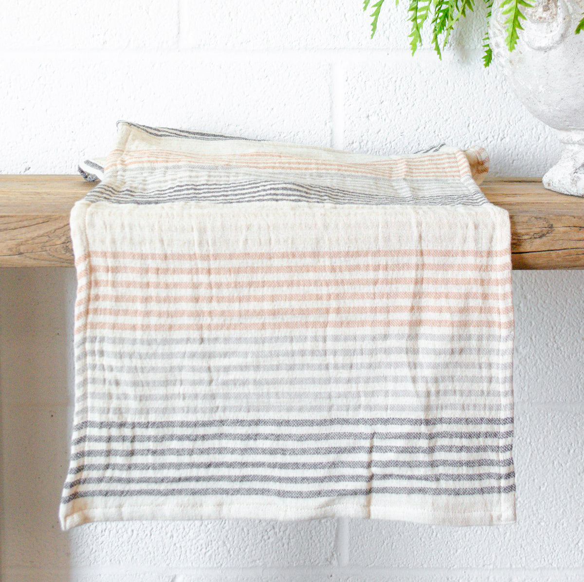 Neutral Striped Cotton Double Cloth Table Runner