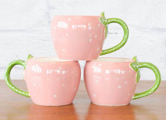 Hand-Painted Strawberry Stoneware Mug