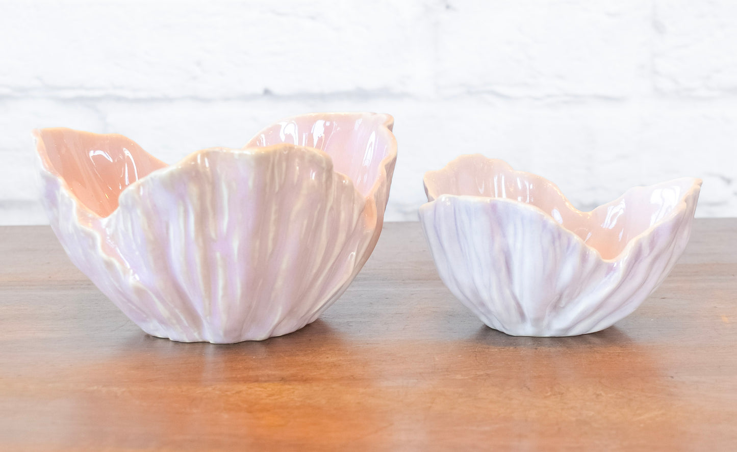 Set of 2 Pastel Flower Stoneware Bowls