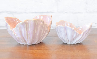 Set of 2 Pastel Flower Stoneware Bowls