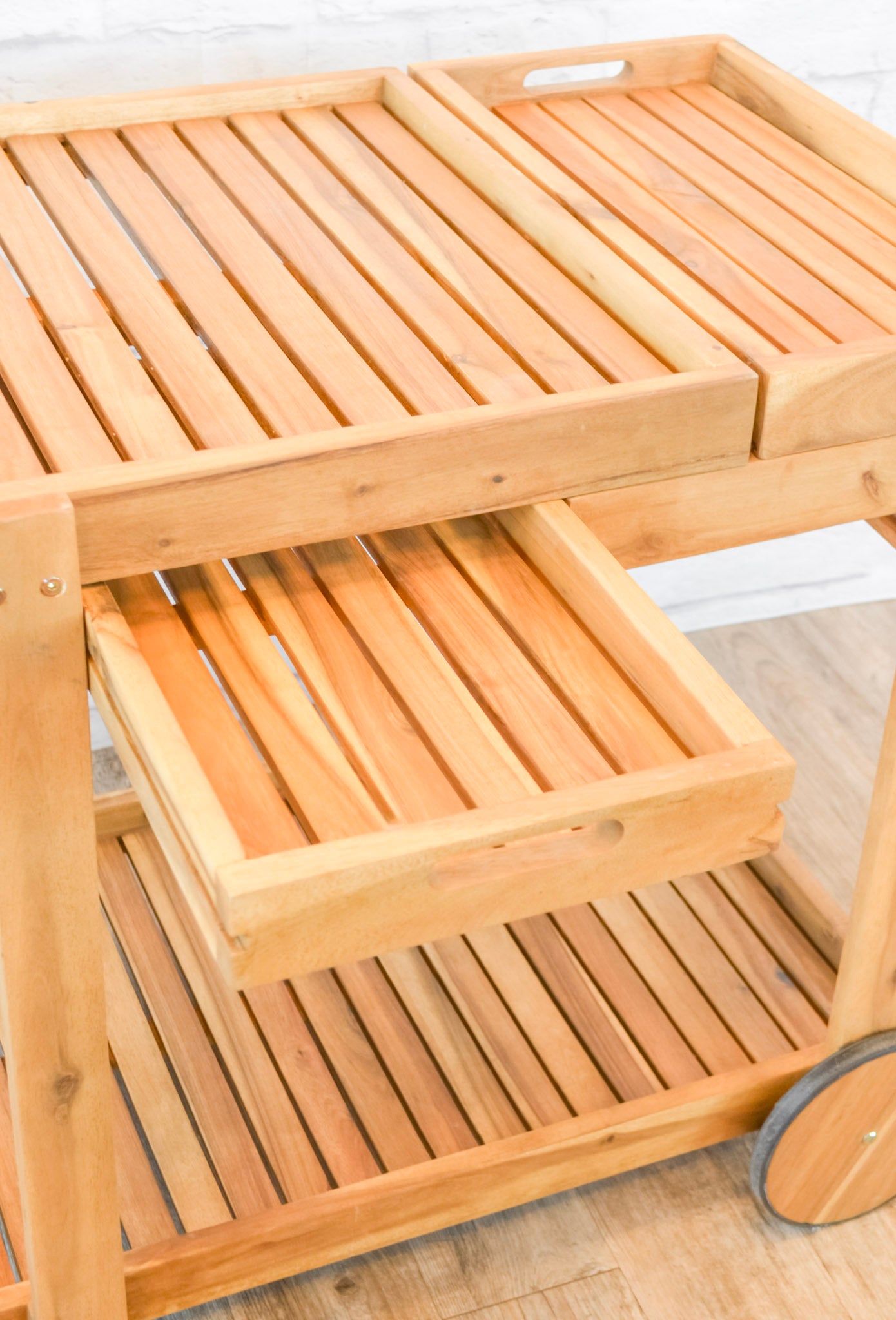 Felix Acacia Wood Tiered Bar Cart