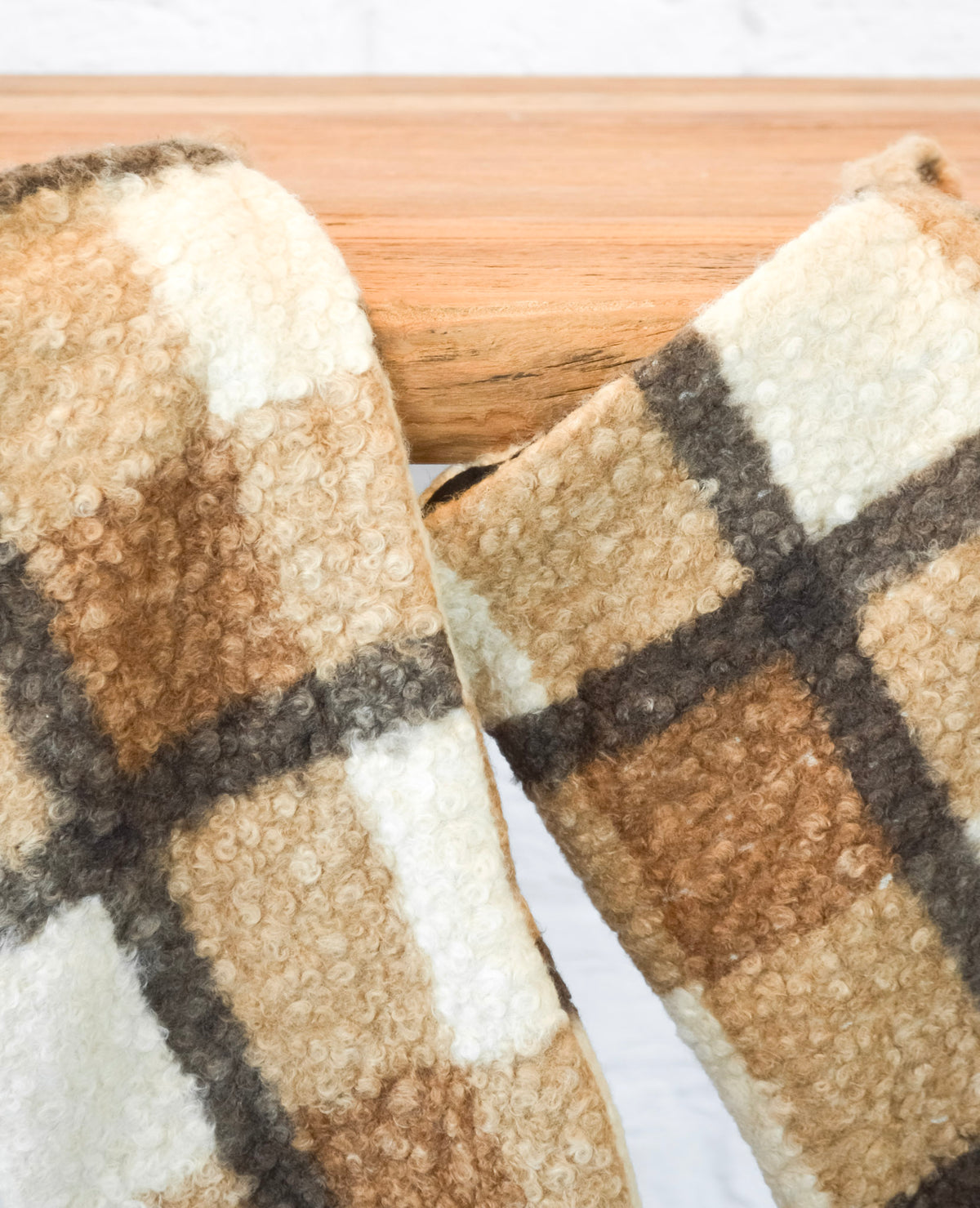 Natural Plaid Faux Sherpa Stocking