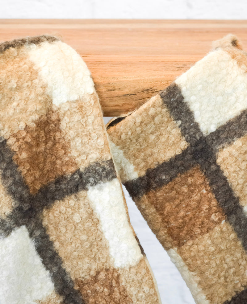 Natural Plaid Faux Sherpa Stocking