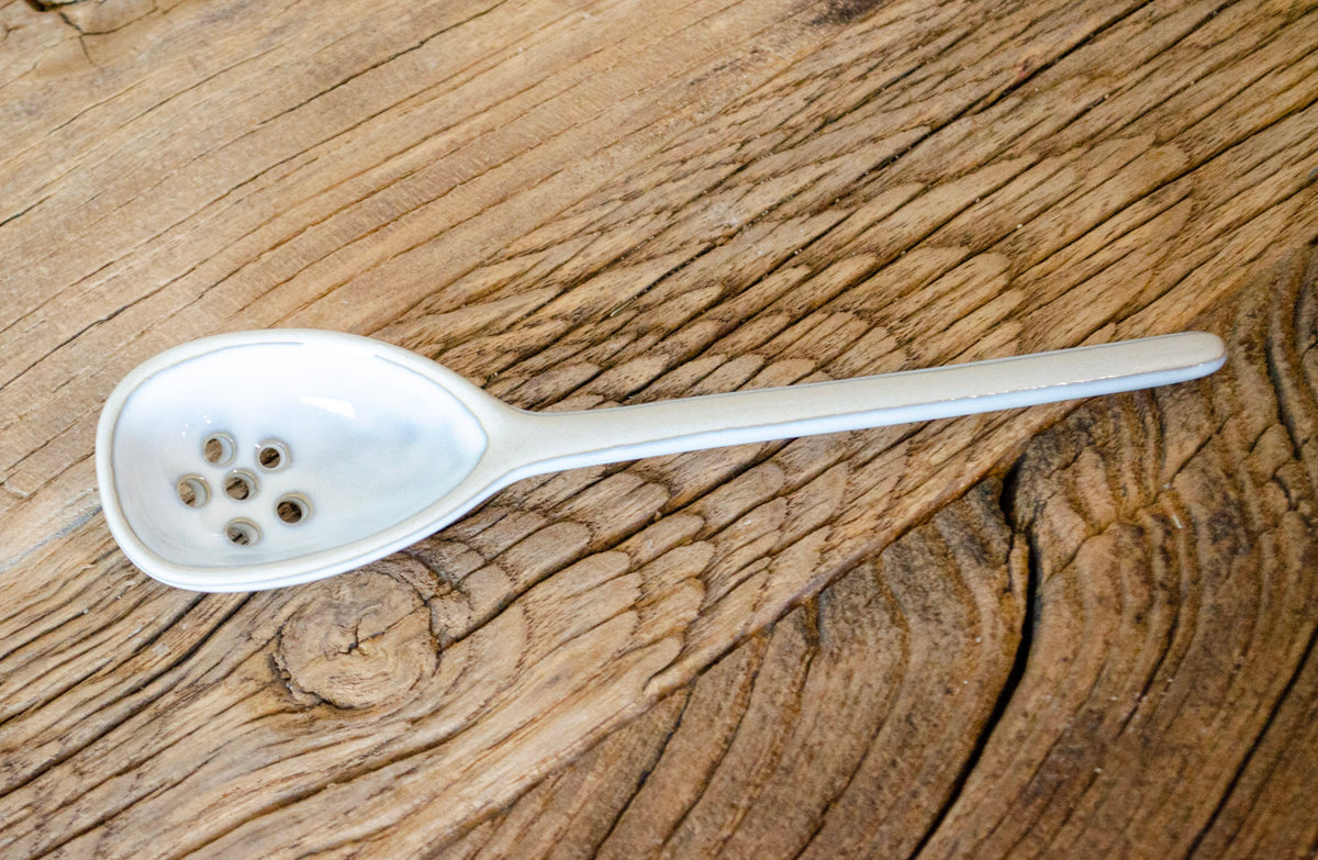 Reactive Glaze Stoneware Strainer Spoon