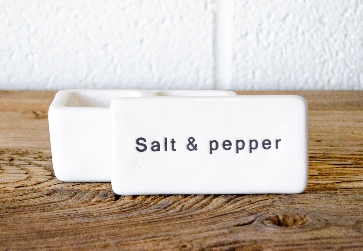 Labeled Salt & Pepper Pinch Pot