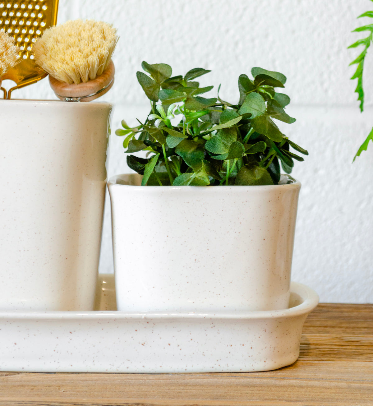 Stoneware Counter Canisters on Saucer