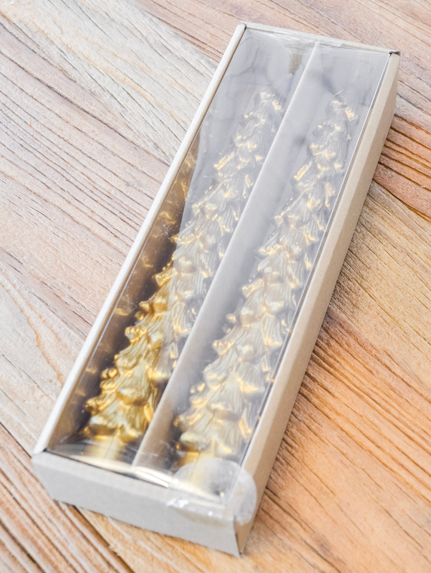 Festive Gold Tree Taper Candles