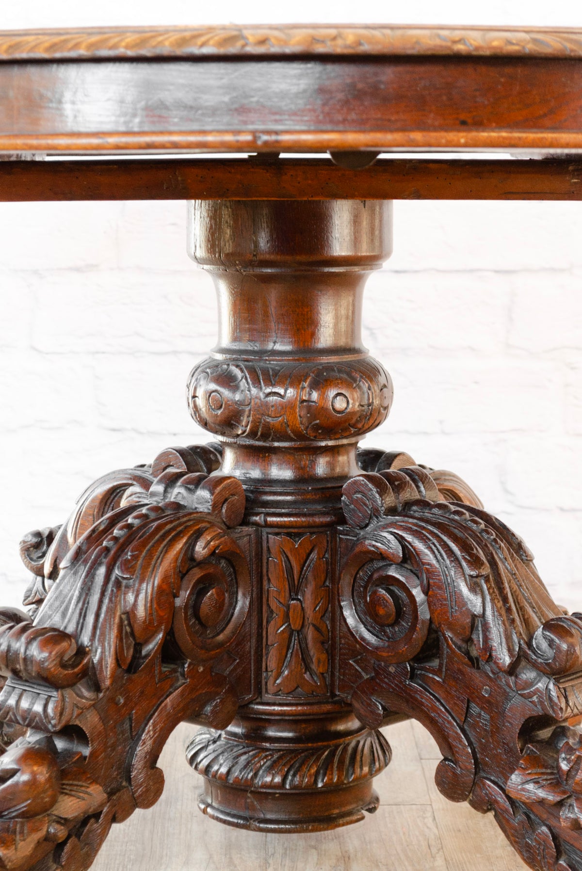 Neo-Renaissance Ornate Carved Oak Lounge Table