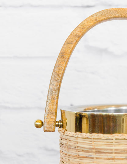 Rattan & Stainless Steel Ice Bucket