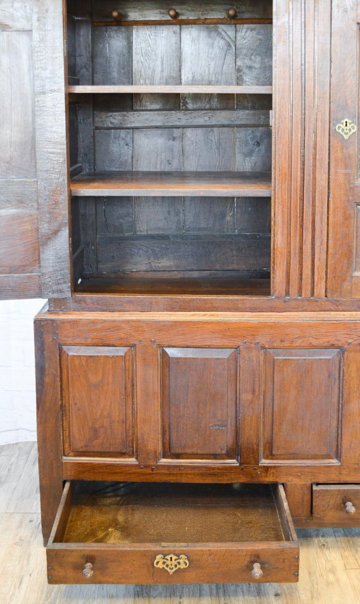 English Large Peg Constructed Oak Cupboard
