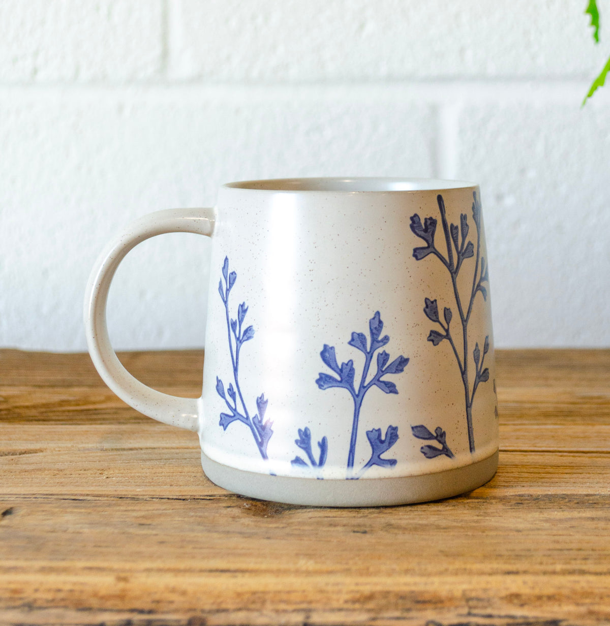 Blue Floral Stamped Stoneware Mug