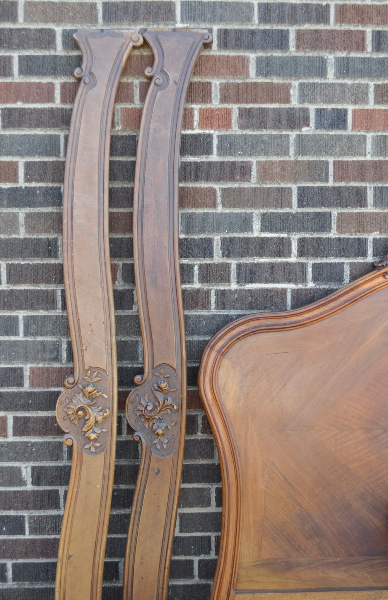 Louis XV Style Well Carved Flourish Crowned Bed