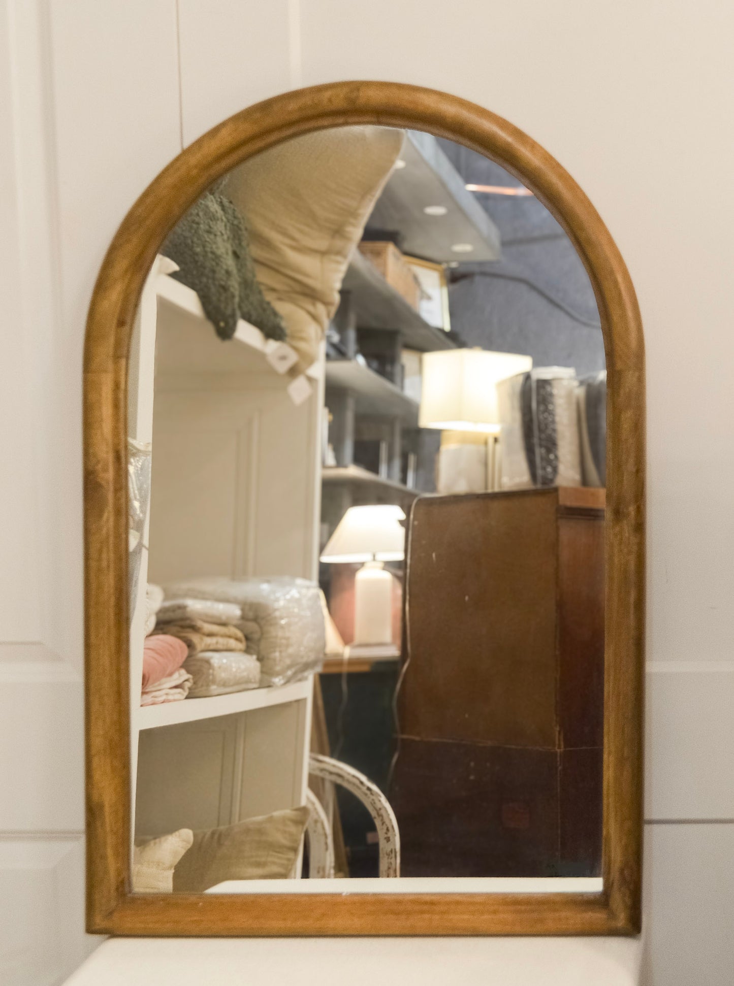 Wood Framed Arched Mirror