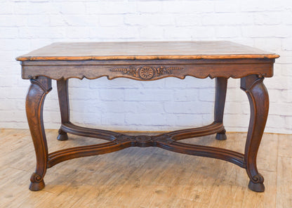 Louis XV Style Parquetry Top Hoof Foot Oak Table